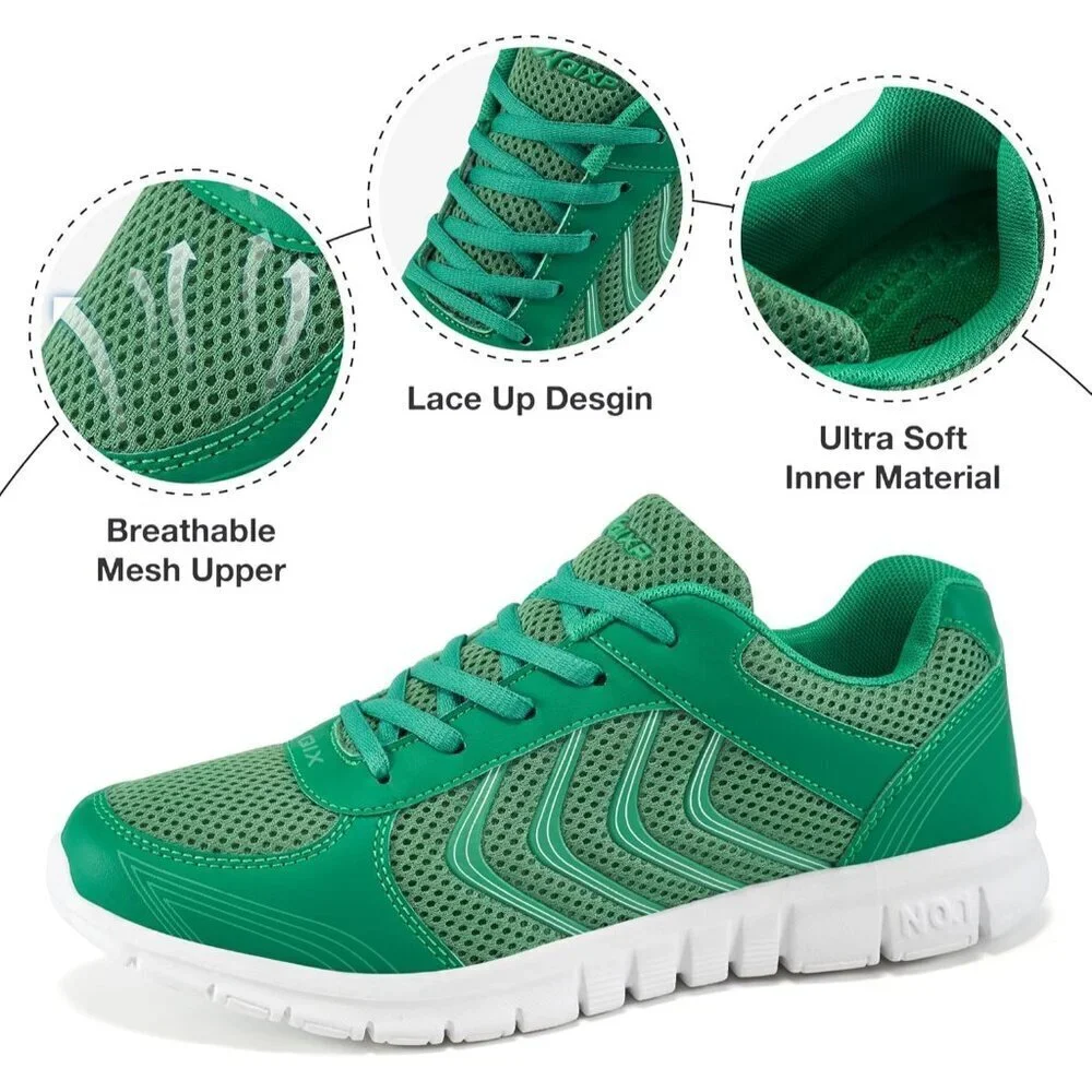 Women Running Shoes Slip On Walking Non Slip Comfortable Fashion Tennis Green